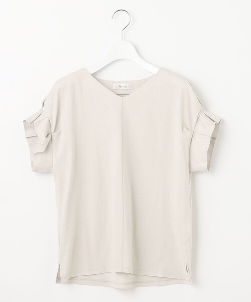 Feroux（フェルゥ）の「【吸水速乾・洗える】タックスリーブVネック Tシャツ（Tシャツ/カットソー・レディース・ホワイト系/ブラック系/ブラック系1/アイボリー系/イエロー系/ピンク系・F）」の12枚目の写真