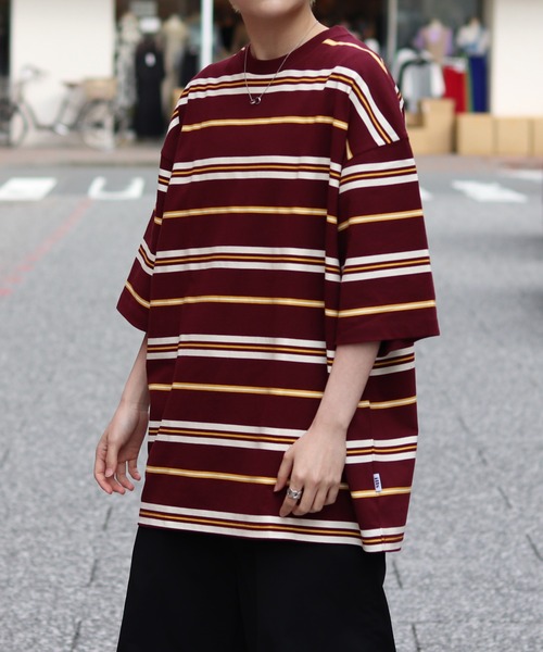 ILL'S(イルズ)の「ビッグシルエット 総柄マルチボーダーTシャツ【ILL'S】(Tシャツ/カットソー・メンズ・ホワイト/ブラック/グリーン/ワイン・M/L)」の4枚目の写真