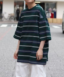 ビッグシルエット 総柄マルチボーダーTシャツ【ILL'S】