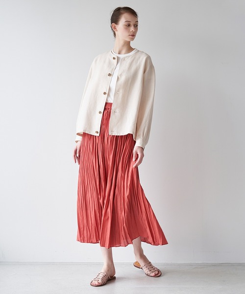 LE GLAZIK（ルグラジック）の「LE GLAZIK | スラブローン ギャザープリーツスカート WOMEN（スカート・レディース・レッド/グレイッシュベージュ/ブラック・36）」の18枚目の写真