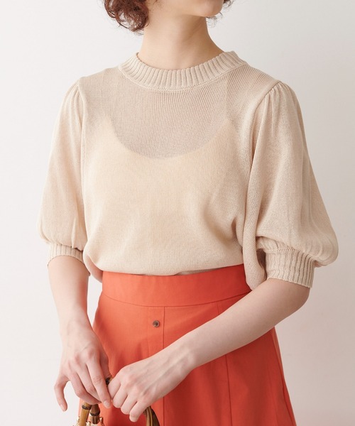 FREE'S MART（フリーズマート）の「◆7G天竺ボリュームスリーブニット（ニット/セーター・レディース・ホワイト/ブラック/オレンジ/グリーン・FREE）」の2枚目の写真