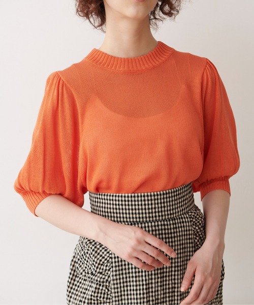 FREE'S MART（フリーズマート）の「◆7G天竺ボリュームスリーブニット（ニット/セーター・レディース・ホワイト/ブラック/オレンジ/グリーン・FREE）」の4枚目の写真