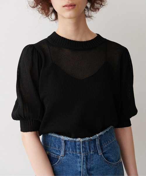 FREE'S MART（フリーズマート）の「◆7G天竺ボリュームスリーブニット（ニット/セーター・レディース・ホワイト/ブラック/オレンジ/グリーン・FREE）」の3枚目の写真