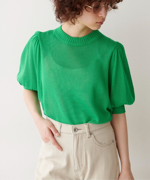 FREE'S MART（フリーズマート）の「◆7G天竺ボリュームスリーブニット（ニット/セーター・レディース・ホワイト/ブラック/オレンジ/グリーン・FREE）」の5枚目の写真