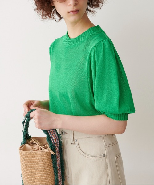 FREE'S MART（フリーズマート）の「◆7G天竺ボリュームスリーブニット（ニット/セーター・レディース・ホワイト/ブラック/オレンジ/グリーン・FREE）」の6枚目の写真