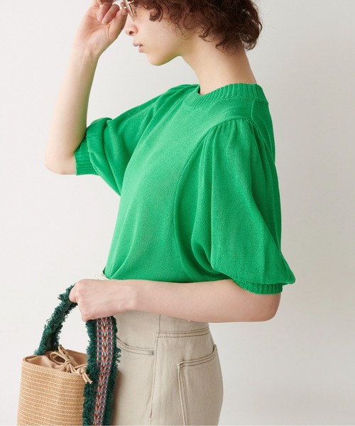 FREE'S MART（フリーズマート）の「◆7G天竺ボリュームスリーブニット（ニット/セーター・レディース・ホワイト/ブラック/オレンジ/グリーン・FREE）」の7枚目の写真