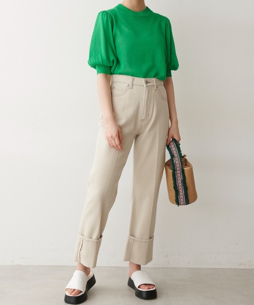 FREE'S MART（フリーズマート）の「◆7G天竺ボリュームスリーブニット（ニット/セーター・レディース・ホワイト/ブラック/オレンジ/グリーン・FREE）」の10枚目の写真