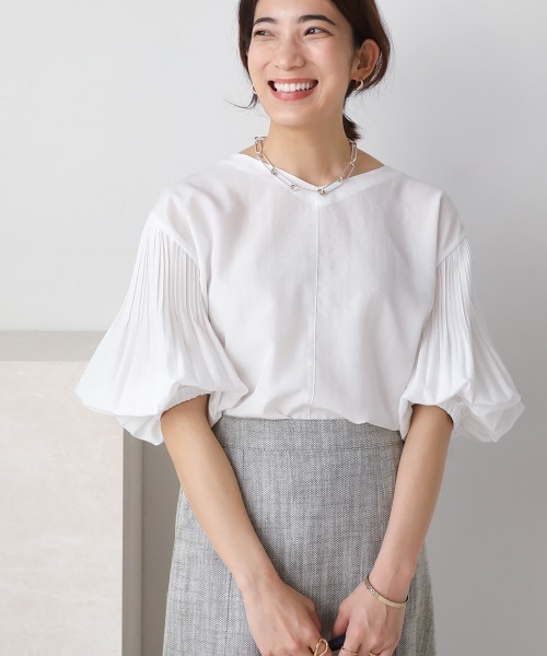 Bou Jeloud(ブージュルード)の「気流染め袖プリーツブラウス(シャツ/ブラウス・レディース・グリーン/ブラック/オフホワイト・FREE)」の6枚目の写真