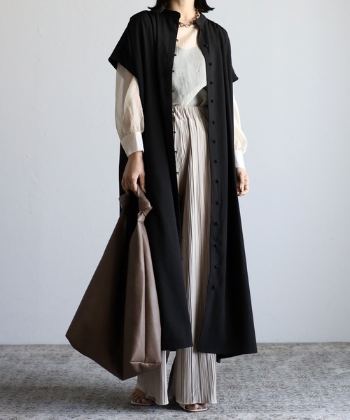 sakishimatokyo(サキシマトーキョー)の「ドレープシャツワンピジレ(ワンピース・レディース・ブラック/キナリ/ダークオレンジ・FREE)」の10枚目の写真