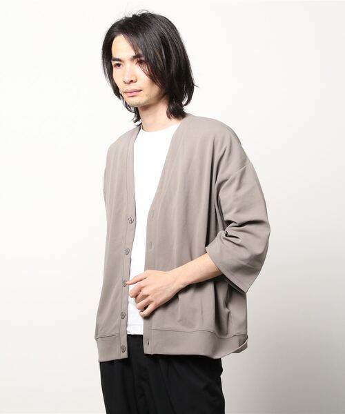 Mag.（マグ）の「【梨地】オーバーサイズカーディガン（カーディガン/ボレロ・メンズ・ブラック/グレイッシュベージュ/チャコール/ライトグレー/ブルー・MEDIUM/LARGE）」の4枚目の写真