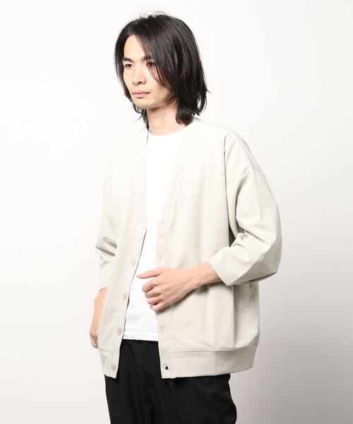 Mag.（マグ）の「【梨地】オーバーサイズカーディガン（カーディガン/ボレロ・メンズ・ブラック/グレイッシュベージュ/チャコール/ライトグレー/ブルー・MEDIUM/LARGE）」の2枚目の写真