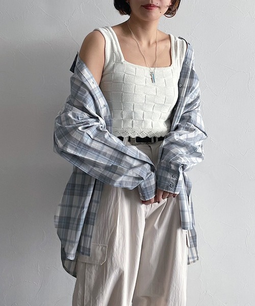 PAGEBOY（ページボーイ）の「スカラップミニタンク（タンクトップ・レディース・ブラック/オフホワイト・FREE）」の4枚目の写真