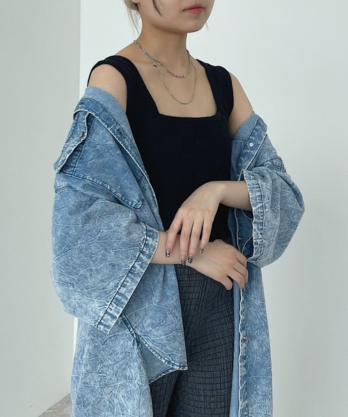 PAGEBOY（ページボーイ）の「スカラップミニタンク（タンクトップ・レディース・ブラック/オフホワイト・FREE）」の6枚目の写真