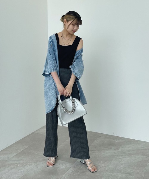 PAGEBOY（ページボーイ）の「スカラップミニタンク（タンクトップ・レディース・ブラック/オフホワイト・FREE）」の7枚目の写真