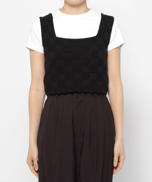 PAGEBOY（ページボーイ）の「スカラップミニタンク（タンクトップ・レディース・ブラック/オフホワイト・FREE）」の9枚目の写真