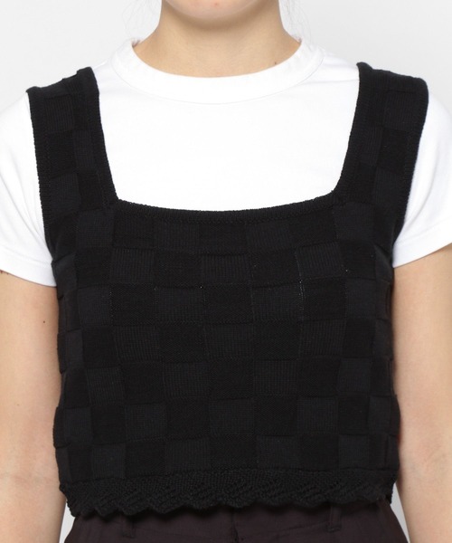 PAGEBOY（ページボーイ）の「スカラップミニタンク（タンクトップ・レディース・ブラック/オフホワイト・FREE）」の13枚目の写真