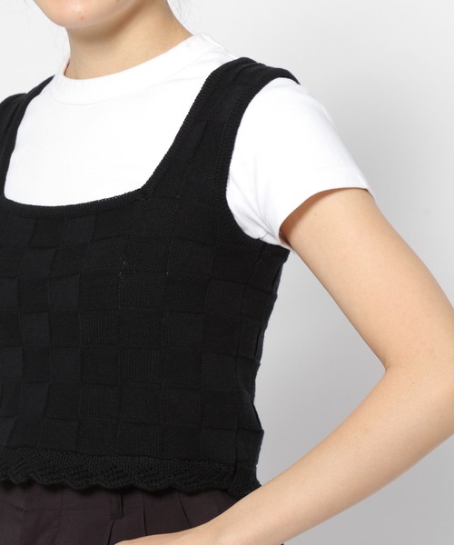 PAGEBOY（ページボーイ）の「スカラップミニタンク（タンクトップ・レディース・ブラック/オフホワイト・FREE）」の14枚目の写真