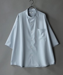 SITRY | wide silhouette Drape Band Collar shirt/ワイドシルエット ドレープ バンドカラー 半袖 シャツ(シャツ/ブラウス)