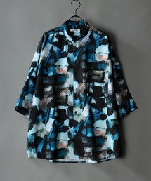 SITRY | wide silhouette Drape Band Collar shirt/ワイドシルエット ドレープ バンドカラー 半袖 シャツ(シャツ/ブラウス)