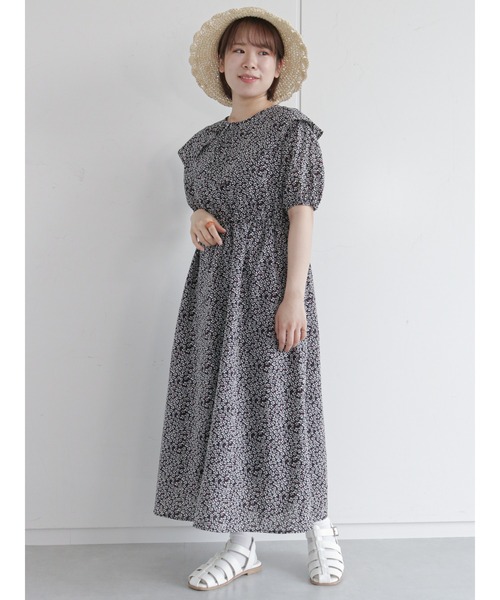 ehka sopo(エヘカソポ)の「付け衿花柄ワンピース(ワンピース・レディース・サックスブルー/オフホワイト/ブラック・フリ-)」の8枚目の写真