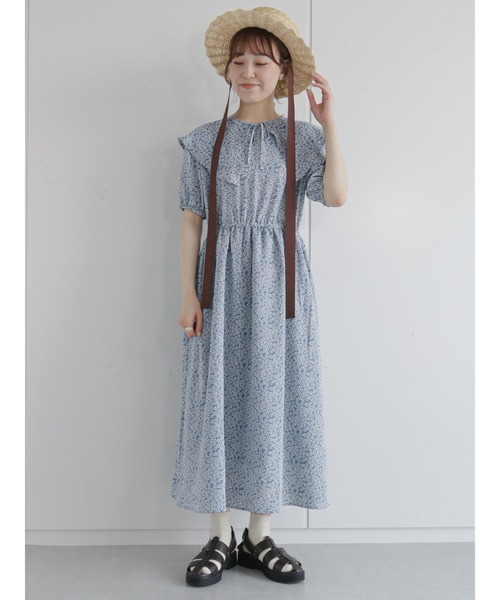 ehka sopo(エヘカソポ)の「付け衿花柄ワンピース(ワンピース・レディース・サックスブルー/オフホワイト/ブラック・フリ-)」の14枚目の写真