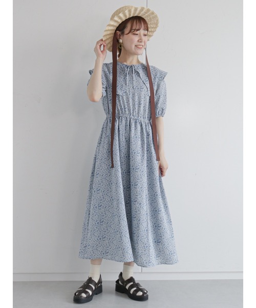 ehka sopo(エヘカソポ)の「付け衿花柄ワンピース(ワンピース・レディース・サックスブルー/オフホワイト/ブラック・フリ-)」の17枚目の写真