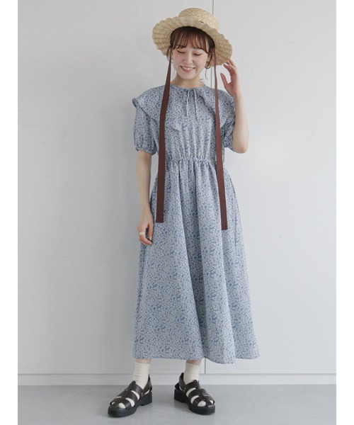 ehka sopo(エヘカソポ)の「付け衿花柄ワンピース(ワンピース・レディース・サックスブルー/オフホワイト/ブラック・フリ-)」の18枚目の写真