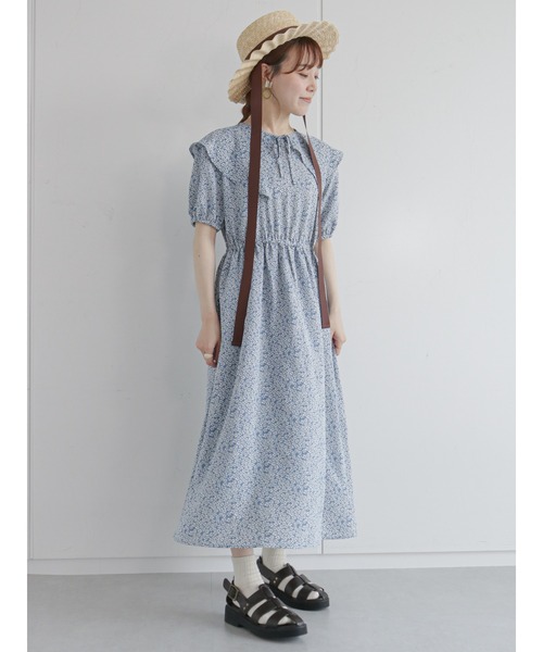 ehka sopo(エヘカソポ)の「付け衿花柄ワンピース(ワンピース・レディース・サックスブルー/オフホワイト/ブラック・フリ-)」の21枚目の写真