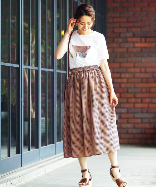 ENNEA（エンネア）の「【手洗いできる♪】シアーギンガムチェック・フレアースカート（スカート・レディース・ベージュ/オレンジ・38）」の11枚目の写真