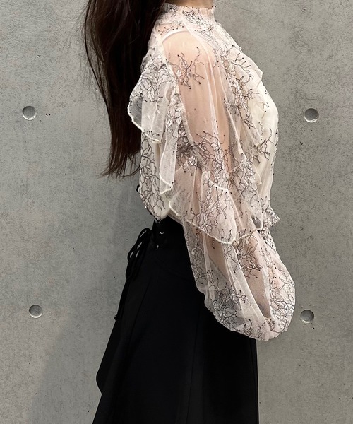 titty＆Co. PETIT by poyo（ティティーアンドコープティバイポヨ）の「【titty&Co.PETIT by POYO】シアー刺繍レースブラウス（シャツ/ブラウス・レディース・ブラック/ホワイト・FREE）」の12枚目の写真
