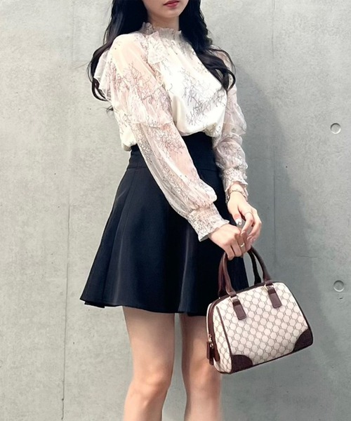 titty＆Co. PETIT by poyo（ティティーアンドコープティバイポヨ）の「【titty&Co.PETIT by POYO】シアー刺繍レースブラウス（シャツ/ブラウス・レディース・ブラック/ホワイト・FREE）」の7枚目の写真