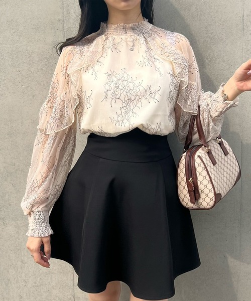 titty＆Co. PETIT by poyo（ティティーアンドコープティバイポヨ）の「【titty&Co.PETIT by POYO】シアー刺繍レースブラウス（シャツ/ブラウス・レディース・ブラック/ホワイト・FREE）」の5枚目の写真