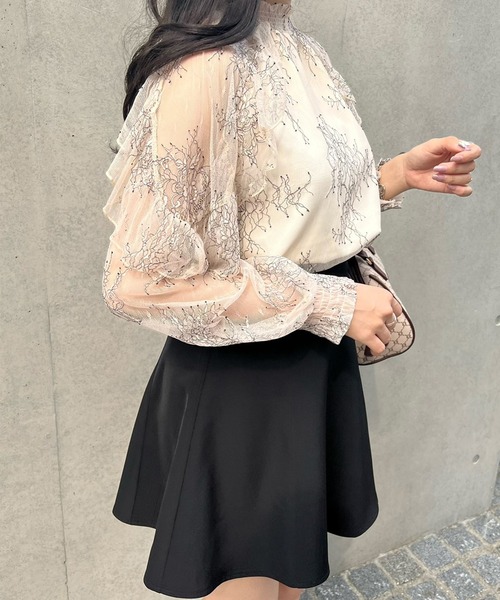 titty＆Co. PETIT by poyo（ティティーアンドコープティバイポヨ）の「【titty&Co.PETIT by POYO】シアー刺繍レースブラウス（シャツ/ブラウス・レディース・ブラック/ホワイト・FREE）」の6枚目の写真