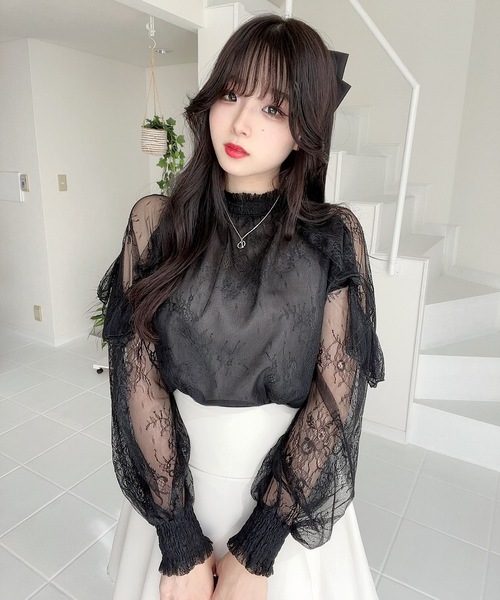 titty＆Co. PETIT by poyo（ティティーアンドコープティバイポヨ）の「【titty&Co.PETIT by POYO】シアー刺繍レースブラウス（シャツ/ブラウス・レディース・ブラック/ホワイト・FREE）」の21枚目の写真