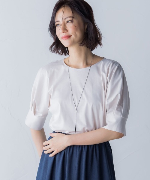 LAUTREAMONT（ロートレアモン）の「【WEB別注】タックスリーブコットンスムースカットソー（Tシャツ/カットソー・レディース・ベージュ/ネイビー/チャコールグレー/パープル・11号/9号）」の22枚目の写真