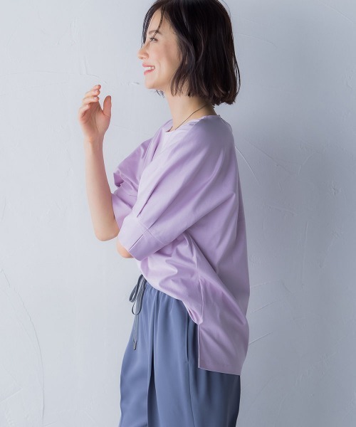 LAUTREAMONT（ロートレアモン）の「【WEB別注】タックスリーブコットンスムースカットソー（Tシャツ/カットソー・レディース・ベージュ/ネイビー/チャコールグレー/パープル・11号/9号）」の11枚目の写真