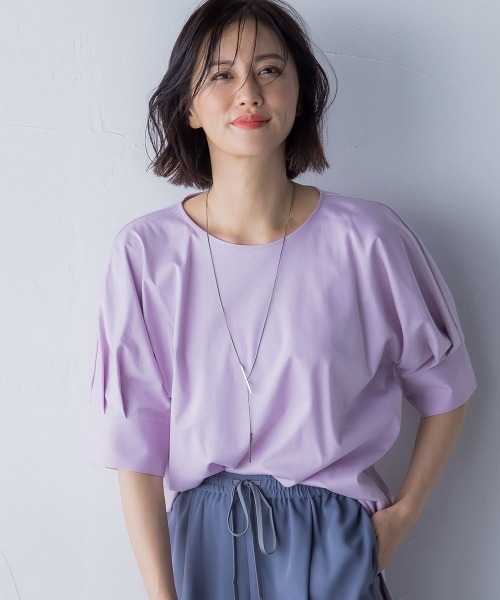 LAUTREAMONT（ロートレアモン）の「【WEB別注】タックスリーブコットンスムースカットソー（Tシャツ/カットソー・レディース・ベージュ/ネイビー/チャコールグレー/パープル・11号/9号）」の9枚目の写真