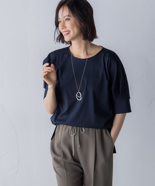 LAUTREAMONT（ロートレアモン）の「【WEB別注】タックスリーブコットンスムースカットソー（Tシャツ/カットソー・レディース・ベージュ/ネイビー/チャコールグレー/パープル・11号/9号）」の14枚目の写真