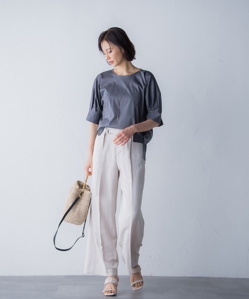 LAUTREAMONT（ロートレアモン）の「【WEB別注】タックスリーブコットンスムースカットソー（Tシャツ/カットソー・レディース・ベージュ/ネイビー/チャコールグレー/パープル・11号/9号）」の13枚目の写真