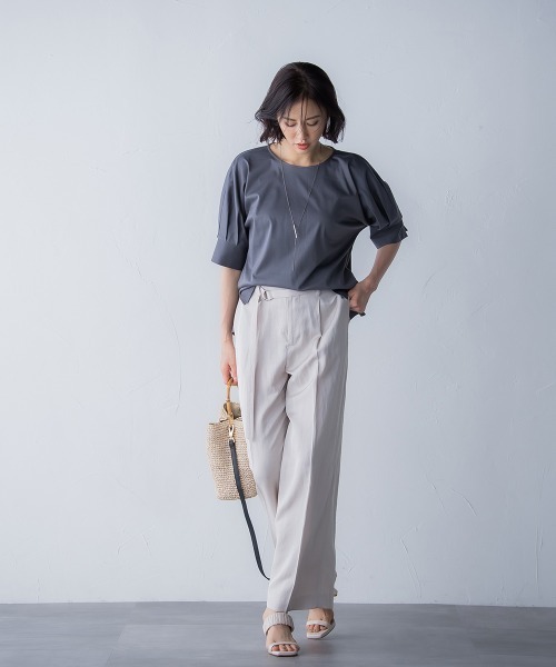 LAUTREAMONT（ロートレアモン）の「【WEB別注】タックスリーブコットンスムースカットソー（Tシャツ/カットソー・レディース・ベージュ/ネイビー/チャコールグレー/パープル・11号/9号）」の17枚目の写真