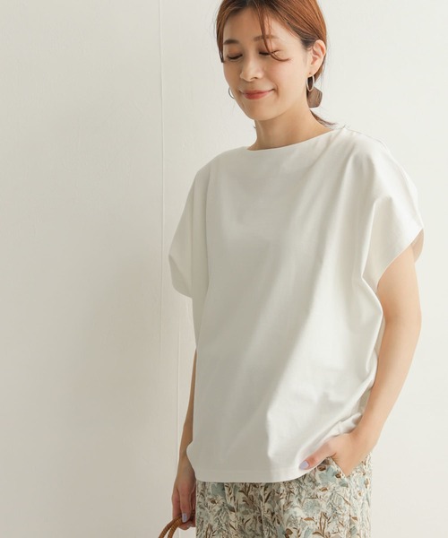 URBAN RESEARCH DOORS（アーバンリサーチドアーズ）の「ドライコットンボートネックプルオーバー（Tシャツ/カットソー・レディース・ベージュ/ネイビー/オフホワイト・MEDIUM）」の4枚目の写真