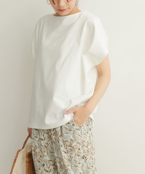 URBAN RESEARCH DOORS（アーバンリサーチドアーズ）の「ドライコットンボートネックプルオーバー（Tシャツ/カットソー・レディース・ベージュ/ネイビー/オフホワイト・MEDIUM）」の10枚目の写真