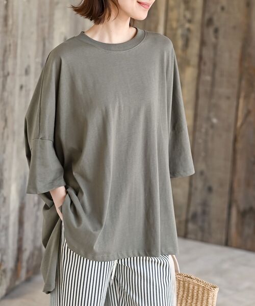 rps（アールピーエス）の「ＢＩＧシルエットＴシャツ（Tシャツ/カットソー・レディース・ブラック/ブルー/アイボリー/モカ/チャコールグレー/カーキ・M/フリー）」の6枚目の写真