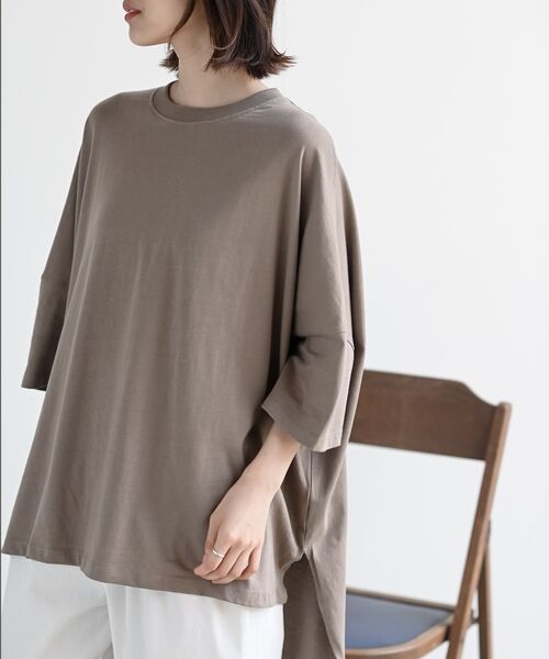 rps（アールピーエス）の「ＢＩＧシルエットＴシャツ（Tシャツ/カットソー・レディース・ブラック/ブルー/アイボリー/モカ/チャコールグレー/カーキ・M/フリー）」の5枚目の写真