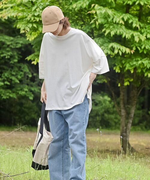 rps（アールピーエス）の「ＢＩＧシルエットＴシャツ（Tシャツ/カットソー・レディース・ブラック/ブルー/アイボリー/モカ/チャコールグレー/カーキ・M/フリー）」の7枚目の写真