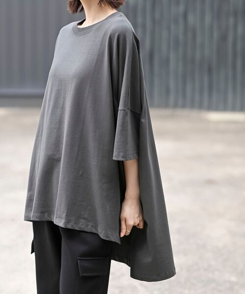 rps（アールピーエス）の「ＢＩＧシルエットＴシャツ（Tシャツ/カットソー・レディース・ブラック/ブルー/アイボリー/モカ/チャコールグレー/カーキ・M/フリー）」の19枚目の写真