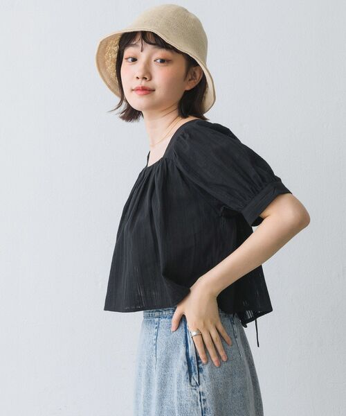 RETRO GIRL（レトロガール）の「2ｗayリボンBL（シャツ/ブラウス・レディース・ブラック/オフホワイト/グリーン・FREE）」の8枚目の写真