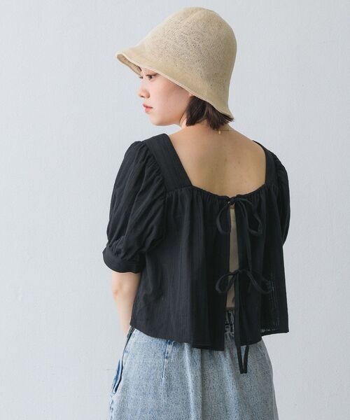 RETRO GIRL（レトロガール）の「2ｗayリボンBL（シャツ/ブラウス・レディース・ブラック/オフホワイト/グリーン・FREE）」の9枚目の写真