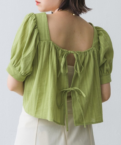 RETRO GIRL（レトロガール）の「2ｗayリボンBL（シャツ/ブラウス・レディース・ブラック/オフホワイト/グリーン・FREE）」の3枚目の写真