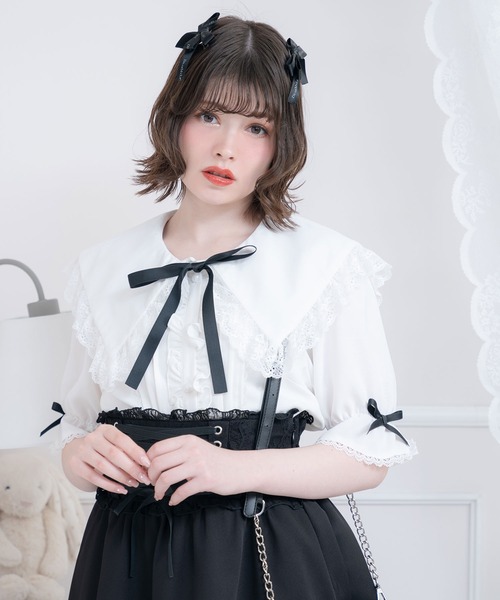 DearMyLove（ディアマイラブ）の「刺繍レースフリルセーラーブラウス